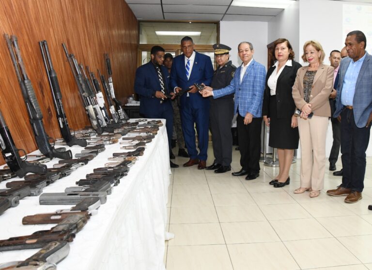 Interior y Policía recibe 152 armas ilegales incautadas como pruebas de delito en Santo Domingo Este