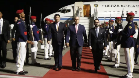 Presidente de Colombia llega al país en vuelo privado por Aeropuerto Las Américas