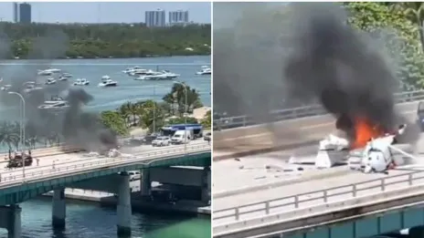 Al menos seis heridos tras caer avioneta en un puente de Miami-Beach