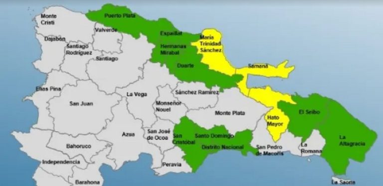 COE aumenta a 12 las provincias en alerta amarilla y verde por vaguada
