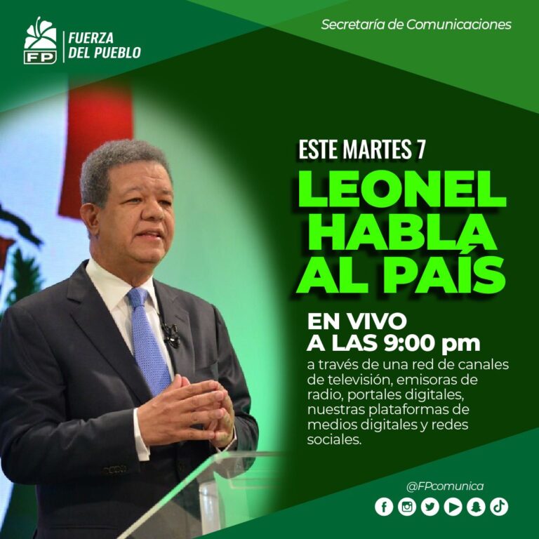 Leonel hablará al país esta noche a través de una cadena de más de 150 canales, emisoras y plataformas digitales