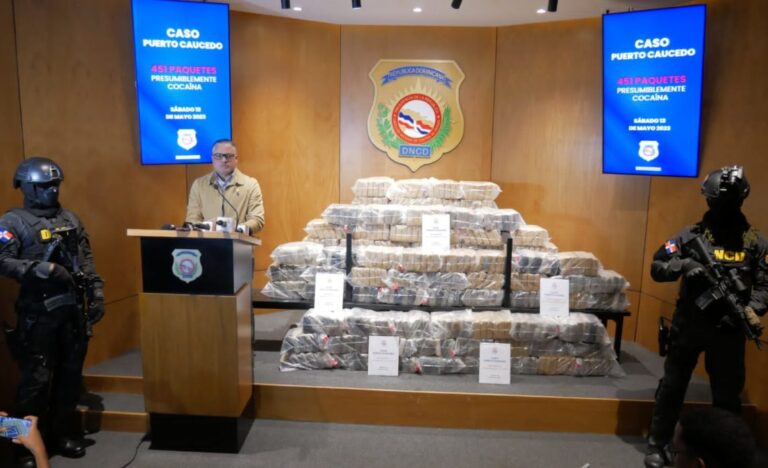 Autoridades de RD incautan 451 paquetes de cocaína procedente de Colombia; tenía como destino Países Bajos