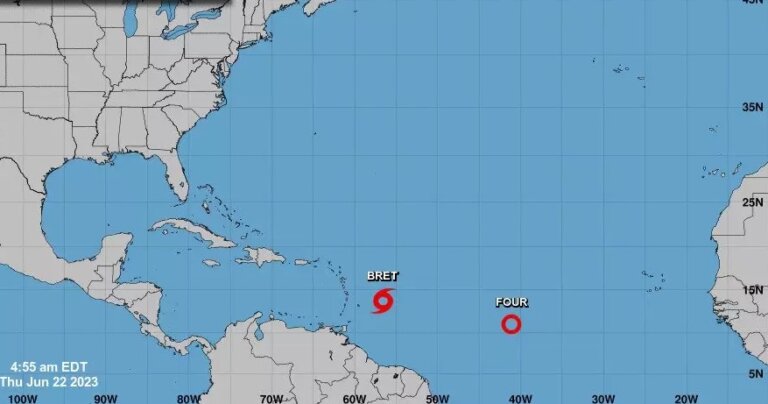 Bret continúa su movimiento hacia el Caribe y se forma depresión tropical 4