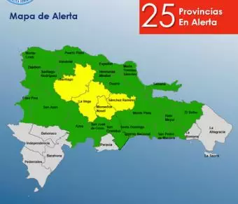 COE incrementa niveles de provincias en alerta; pone 4 en amarilla y 21 en verde