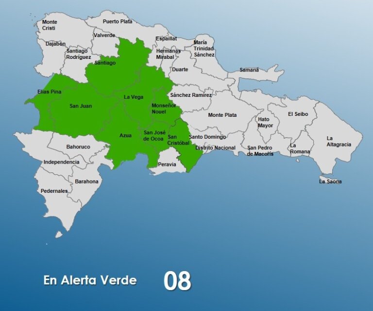 COE emite alerta verde para 8 provincias por vaguada