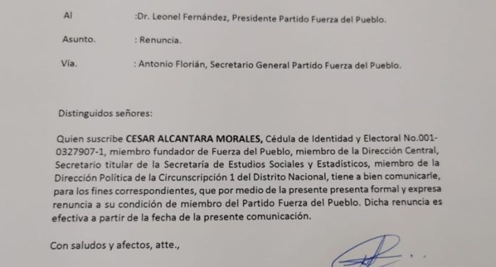 ALCANTARA RENUNCIA
