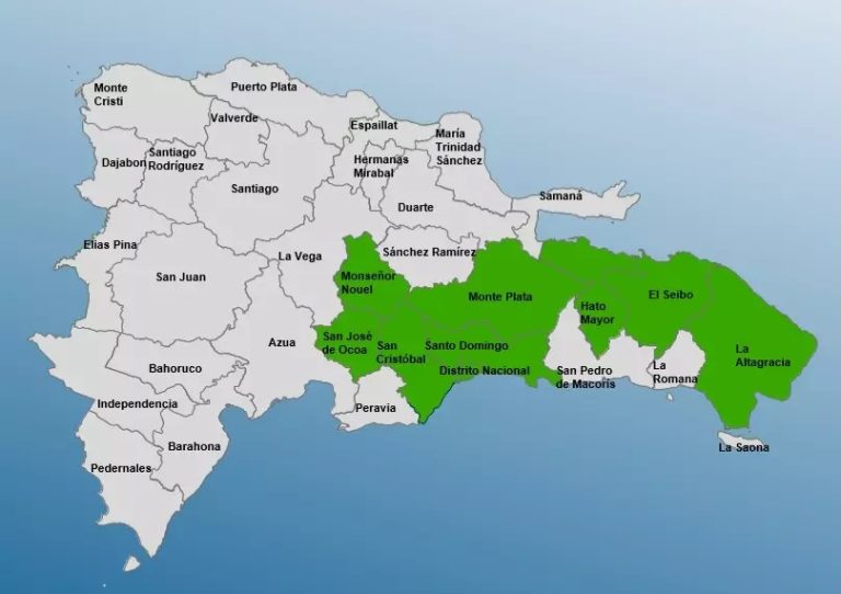 COE coloca 9 provincias bajo alerta verde por vaguada