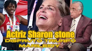 Video- Actriz Sharon Stone disfrutó carrera de Marileidy y le tributó un aplauso de pies