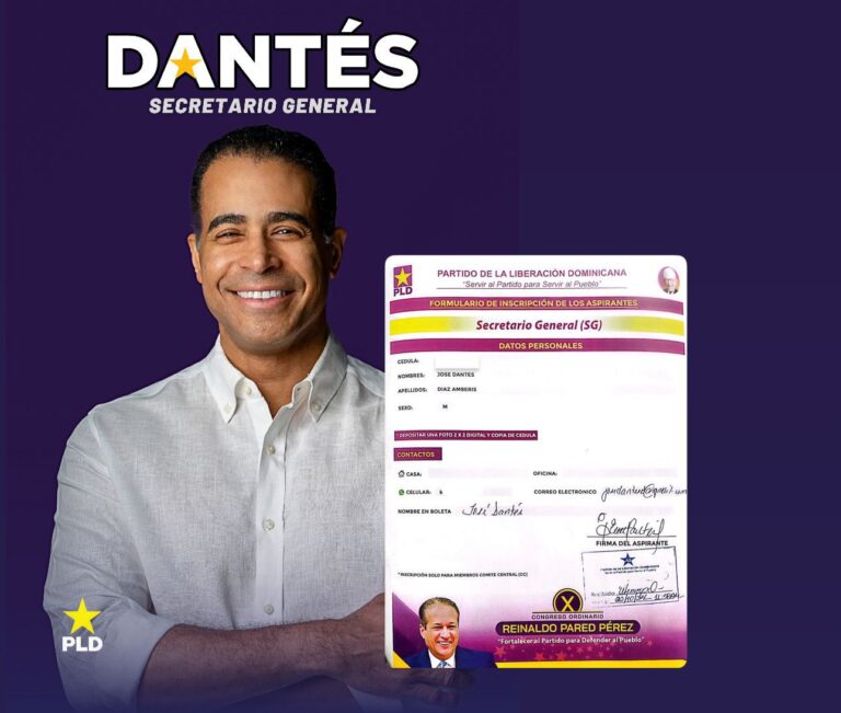 José Dantés inscribe candidatura a la Secretaría General del PLD