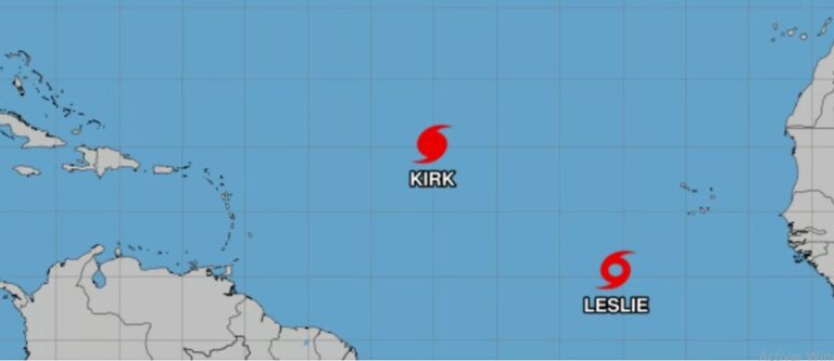 Se forma en aguas del Atlántico la tormenta tropical Leslie