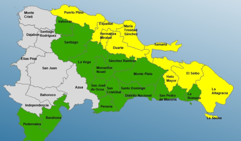 COE amplía niveles de alerta en 23 provincias; 9 en alerta amarilla, 14 y el DN en verde
