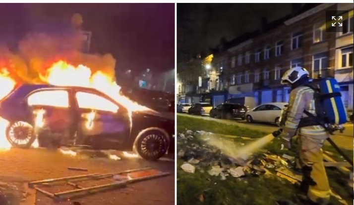 Casi 160 detenidos y una treintena de coches quemados en la noche de Año Nuevo en Bruselas