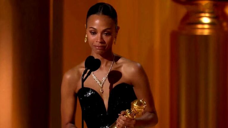 Zoe Saldaña con «Emilia Pérez» gana su primer Globo de Oro como mejor actriz, agradece confianza