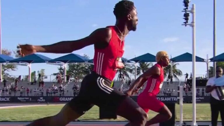 Alexander Ogando cruza segundo en su primera de dos pruebas en el Grand Slam Track; récord nacional