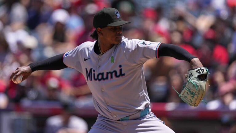 El dominicano Edward Cabrera poncha a 10 y los Marlins blanquean 3-0 a Angelinos