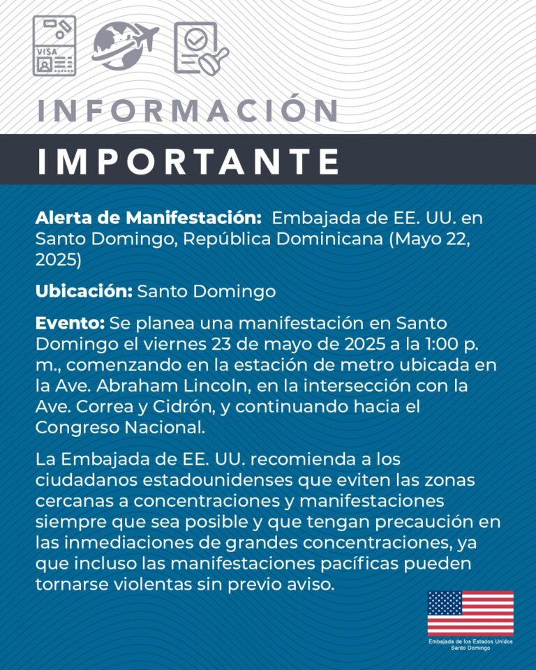 Embajada EU exhorta a sus ciudadanos abstenerse circular próximo a marcha Antigua Orden este viernes