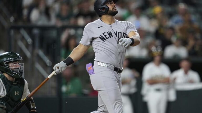Jasson Domínguez batea 3 jonrones y remolca 7 carreras en paliza de Yankees sobre Atléticos