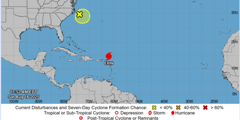 Huracán Erin sube a categoría 4 en el Atlántico sin amenazas directas en tierra