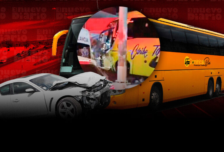 Otro incidente con el Metro, autobús de Caribe Tours choca estación Núñez de Cáceres resultando herida una empleada