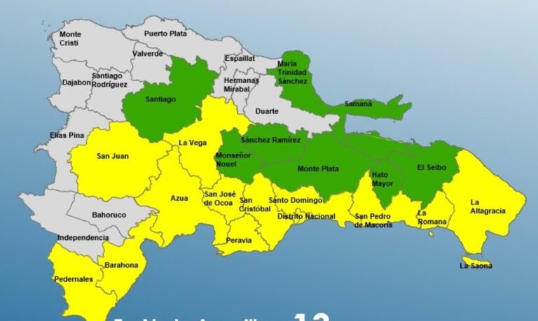 COE aumenta alerta a 20 provincias y el Distrito Nacional; avisa de lluvias «muy significativas» próximos días