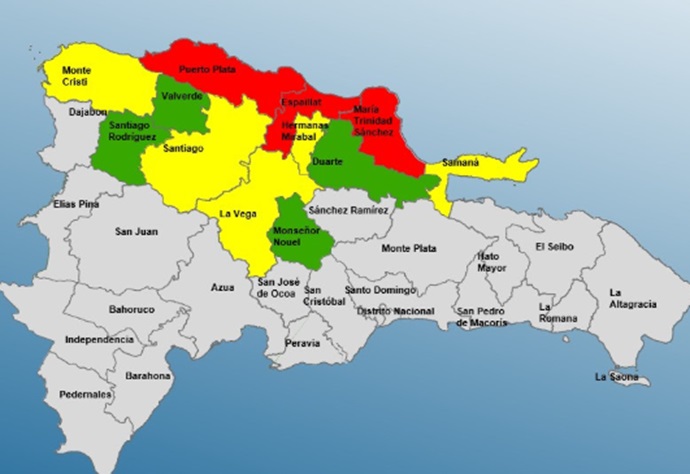 COE reporta daños y declara alerta roja para Puerto Plata, Espaillat y María Trinidad Sánchez