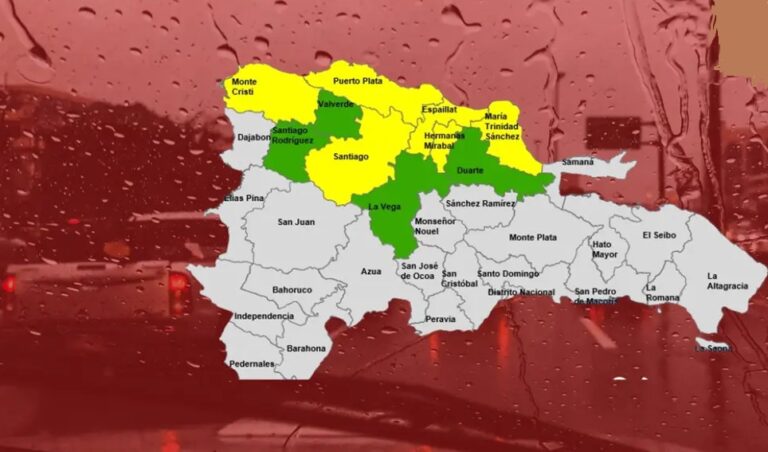 Seis provincias en alerta amarilla por fuertes lluvias y 4 en alerta verde