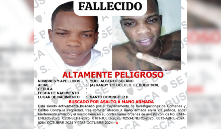 Policía Nacional abate a “Bololo”, presunto atracador con 11 órdenes de arresto tras enfrentar patrulla policial